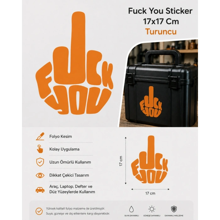 F*ck You Sticker 17x17 Cm Turuncu