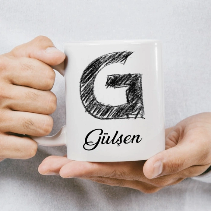 G Harfi Karakalem İsme Özel Kupa