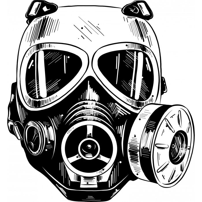 Gaz Maskesi Sticker 10x10 cmRenkli Sticker