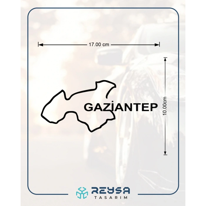 Gaziantep Harita Araba Sticker 17x17 Cm Siyah