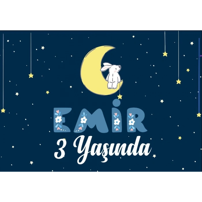 Gece Temalı Doğum Günü Afişi 70X100 cm