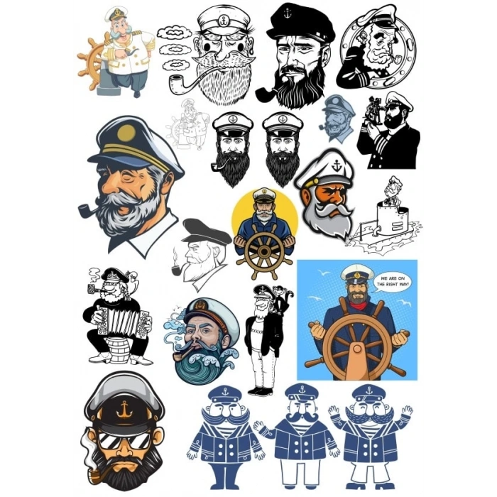 Gemi Kaptanı Sticker Set 20 Parça Telefon, Tablet, Defter, Laptop Sticker