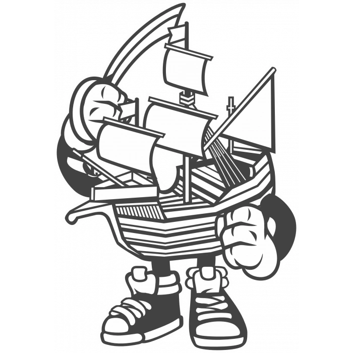 Gemi Sticker 10x10 cmRenkli Sticker