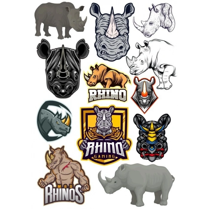 Gergedan Sticker Set 11 15 Parça Telefon, Tablet, Defter, Laptop Sticker