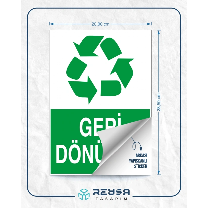 Geri Dönüşüm Sticker 20X28 Cm