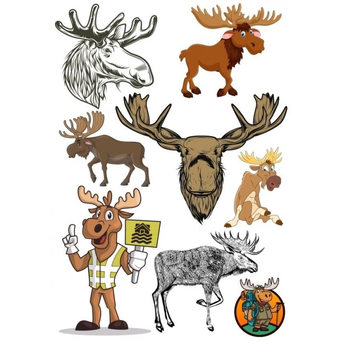 Geyik Sticker Set-1 8 Parça Telefon, Tablet, Defter, Laptop Sticker