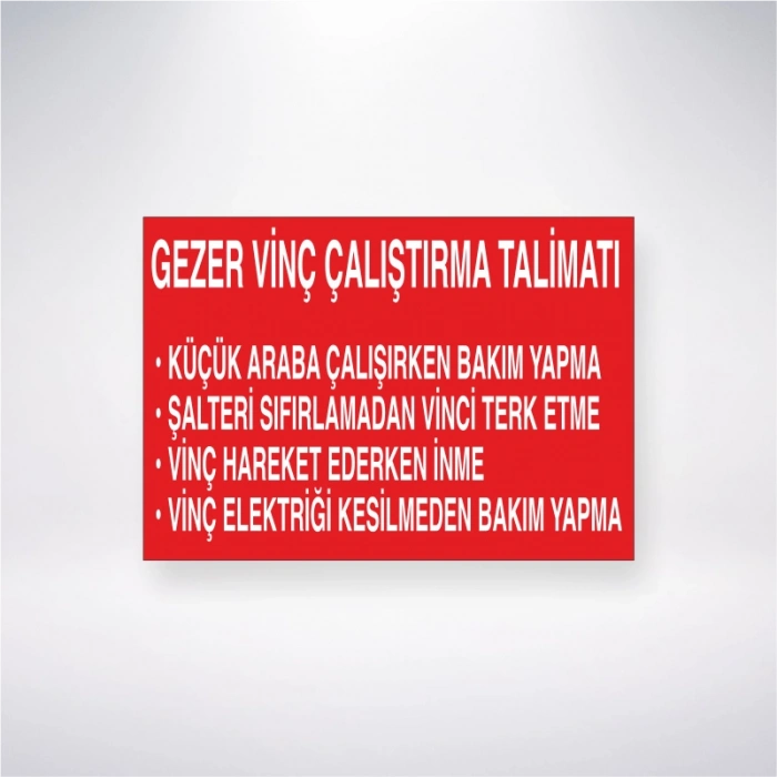 Gezer Vinç Çalıştırma Talimatı Sticker 20X28 Cm