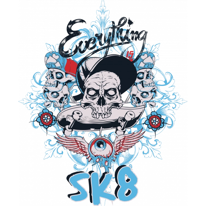 SK8 Kkuru kafa sticker 10x10 cmRenkli Sticker