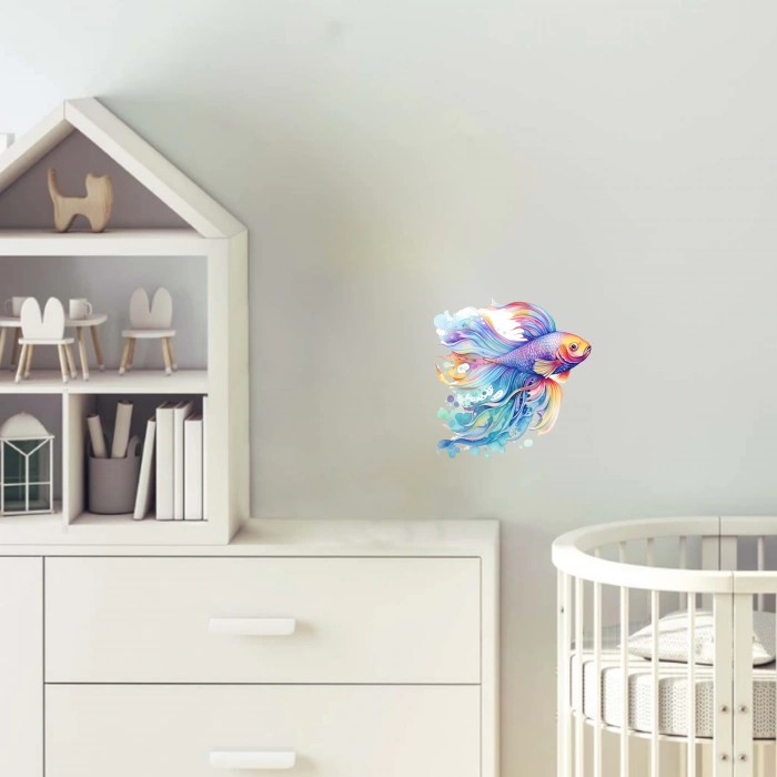 Gökkuşağı Beta Balığı Duvar Stickerı