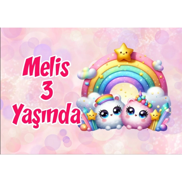 Gökkuşağı Temalı Doğum Günü Afiş 70X100 cm