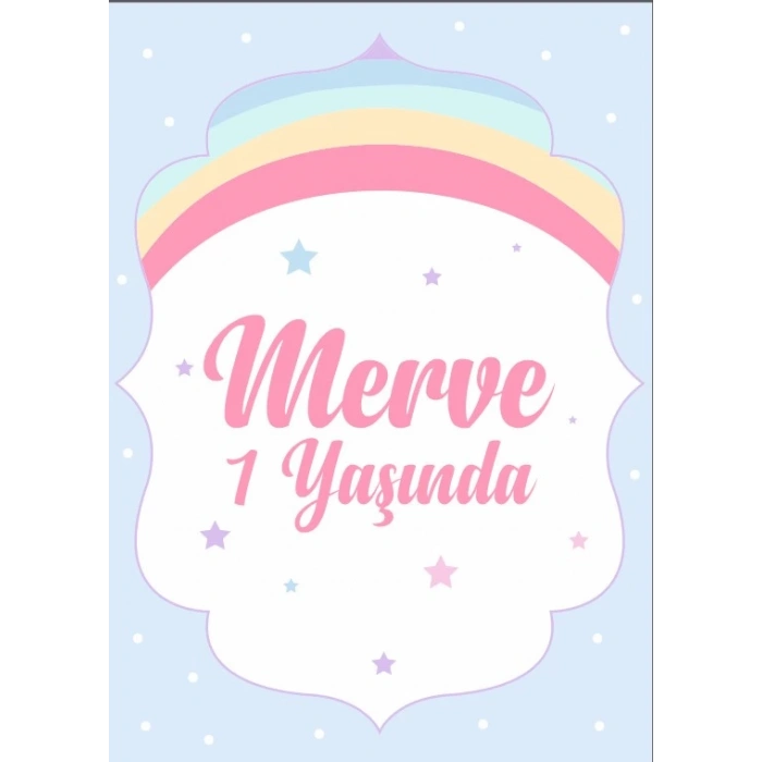 Gökkuşağı Unicorn enalı Doğum Günü Afişi 35X50 cm