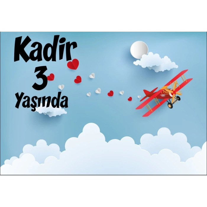 Gökyüüzü ve Uçak Doğum Günü Afişi 70X100 cm