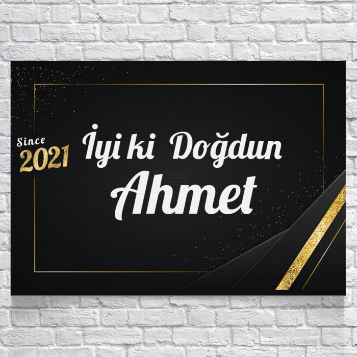 Gold Temalı Doğum Günü Afişi 50X70 cm