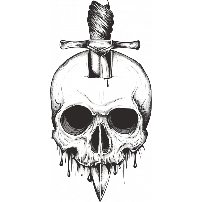 iskelet Bıçak Geçmiş Sticker 10x10 cmRenkli Sticker