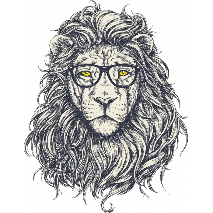 Gözlüklü Aslan Sticker 10x10 cmRenkli Sticker