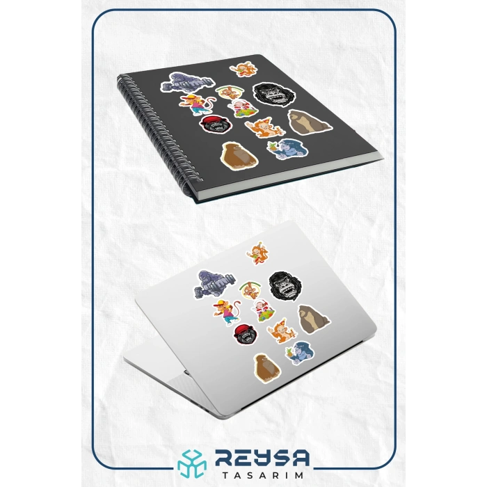 Goril Sticker Set-1 17 Parça Telefon, Tablet, Defter, Laptop Sticker