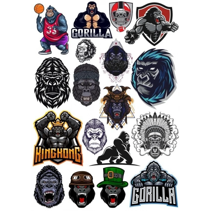 Goril Sticker Set-8 20 Parça Telefon, Tablet, Defter, Laptop Sticker