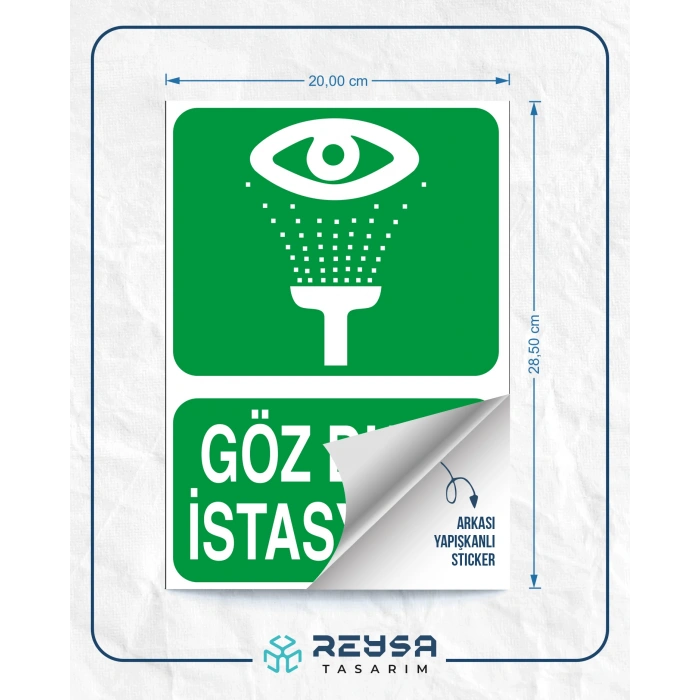 Göz Duşu İstasyonu Sticker 20X28 Cm