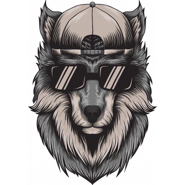 Gözlüklü Kurt Sticker 10x10 cmRenkli Sticker