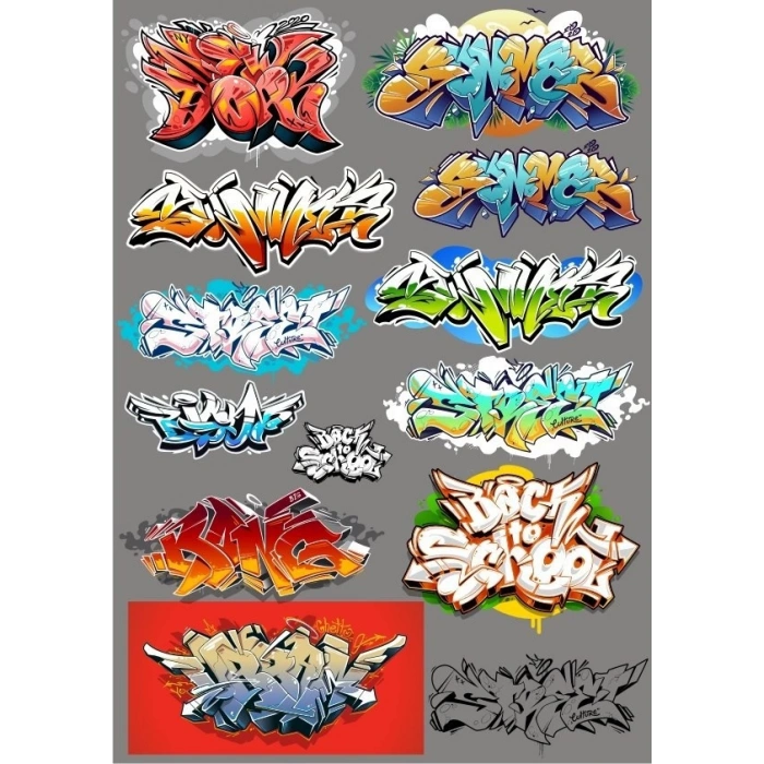 Grafiti Sticker Set 13 Parça Telefon, Tablet, Defter, Laptop Sticker