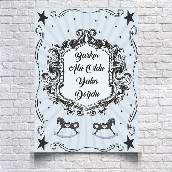 Gri Oyuncak Deseli Baby Shower Afişi 35x50 Cm