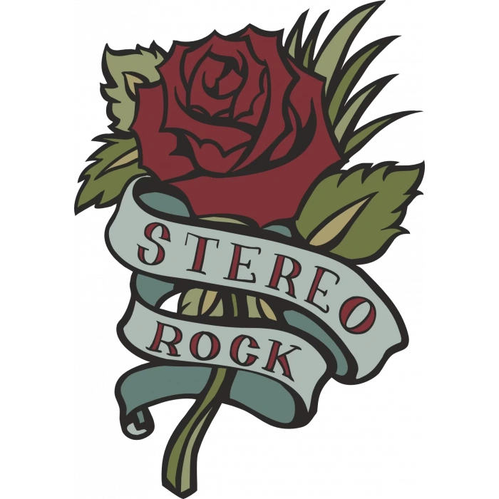 Gül Stretero Rock Sticker 10x10 cmRenkli Sticker