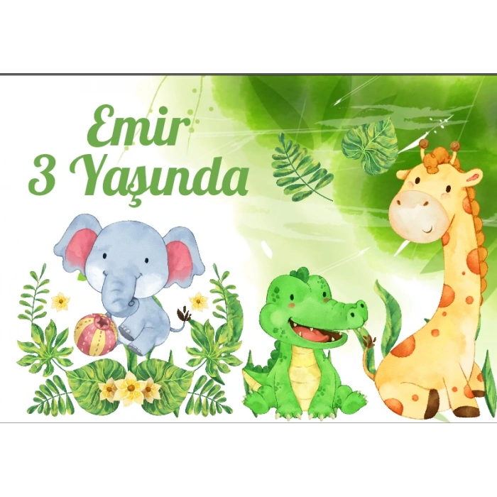 Safari Temalı Doğum Günü Afişi 50X70 cm