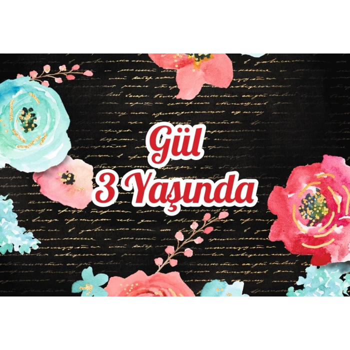 Gül Temalı Doğum Günü Afişi 70X100 cm