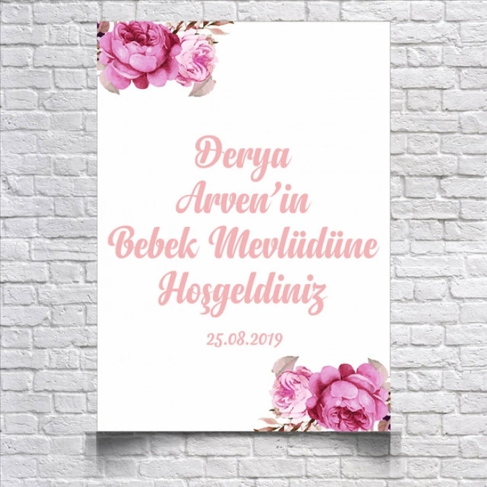 Gül Temalı Mevlüd Afişi  100x150 Cm