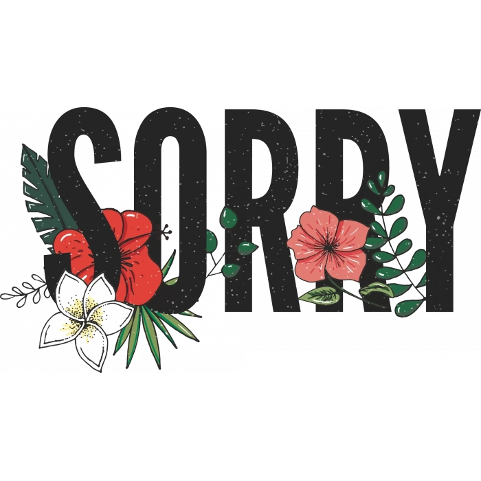 Güllü Sorry Sticker 10x10 cmRenkli Sticker