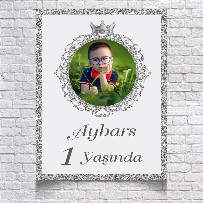 Gümüş Temalı Doğum Günü Afişi 35X50 cm