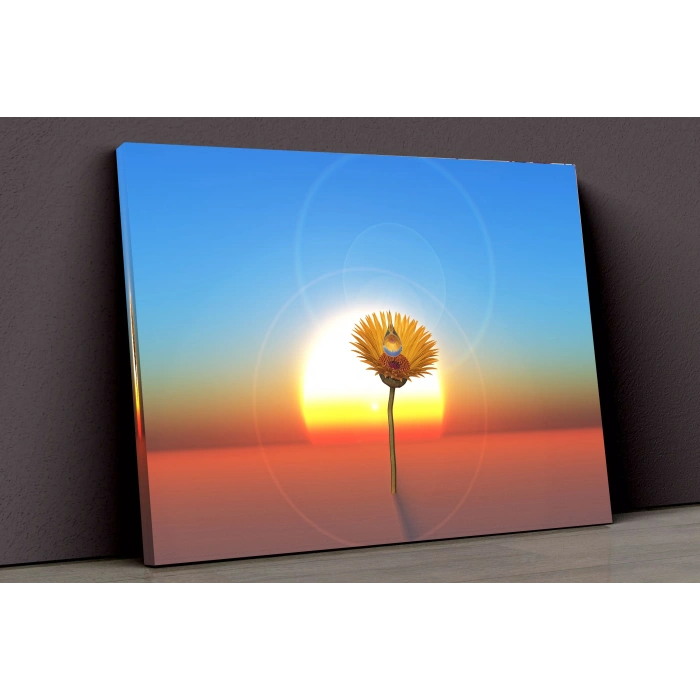 Gün Batımı Ve Çiçek Kanvas