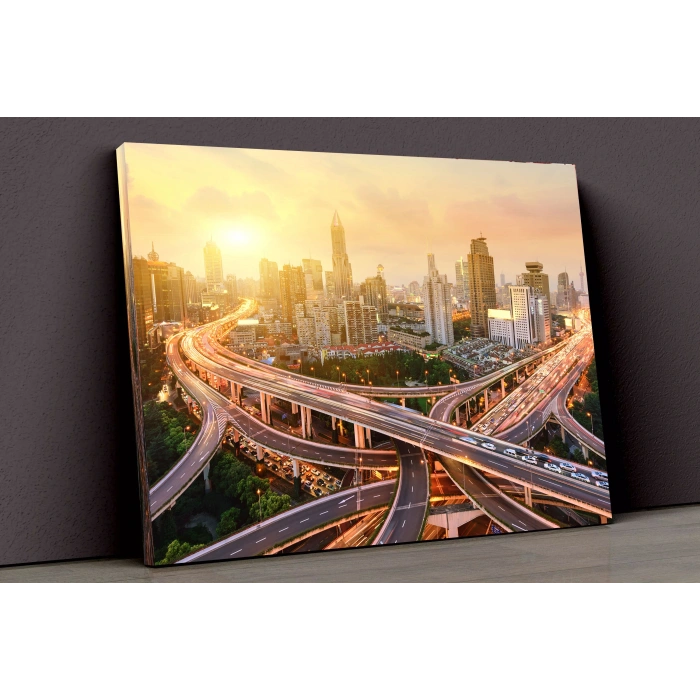 Gün Batımı Ve Şehir Yaşamı Kanvas