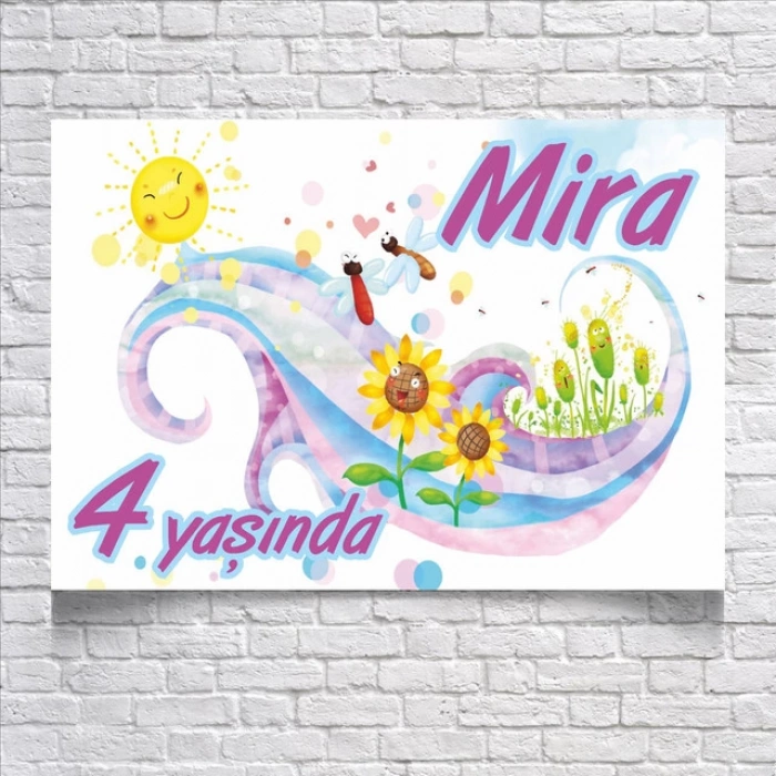 Güneş Ve Ayçiçeği Temalı Doğum Günü Afişi 50x70 Cm