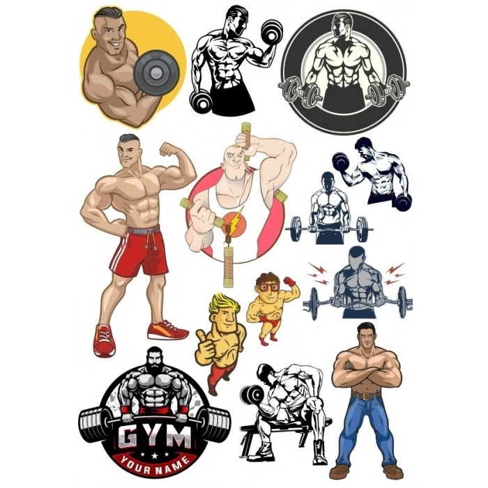 GYM fitness Sticker Set 15 Parça Telefon, Tablet, Defter, Laptop Sticker