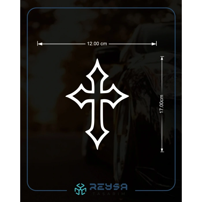 Haç İşareti Araba Sticker 17x17 Cm Beyaz