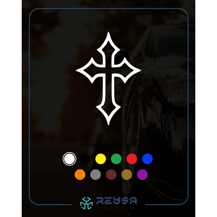 Haç İşareti Araba Sticker 17x17 Cm Beyaz