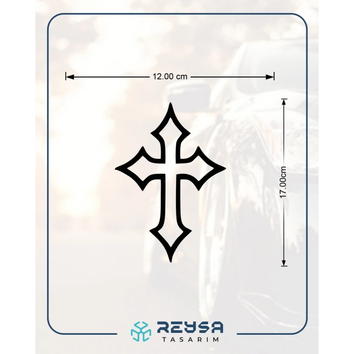 Haç İşareti Araba Sticker 17x17 Cm Siyah