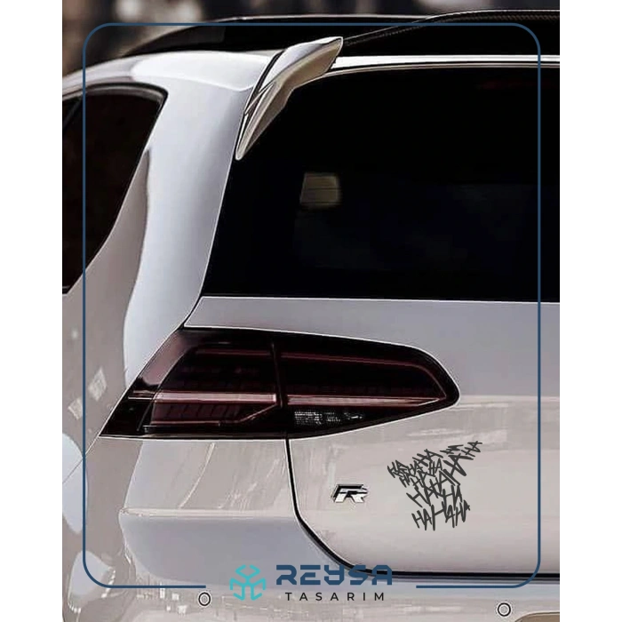 Hahahaha Araba Sticker 17x17 Cm Siyah