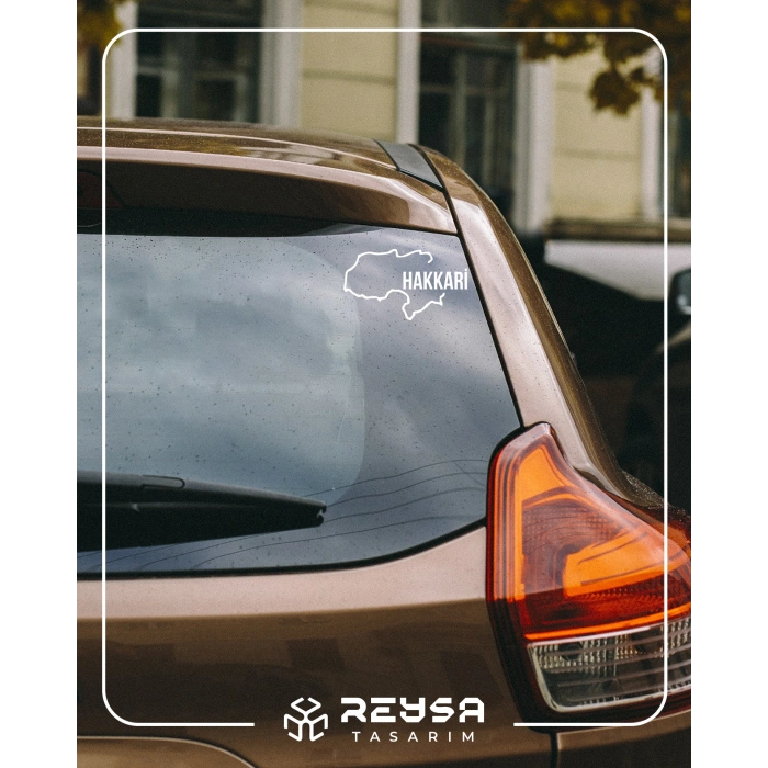 Hakkari Harita Araba Sticker 17x17 Cm Beyaz