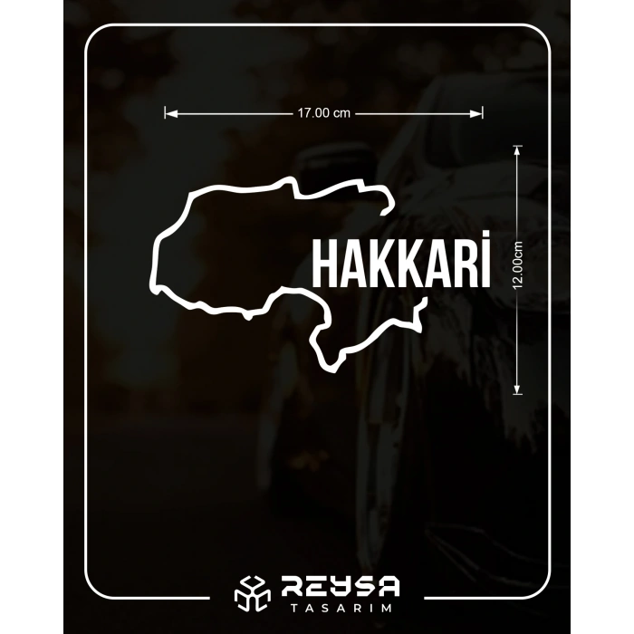Hakkari Harita Araba Sticker 17x17 Cm Beyaz