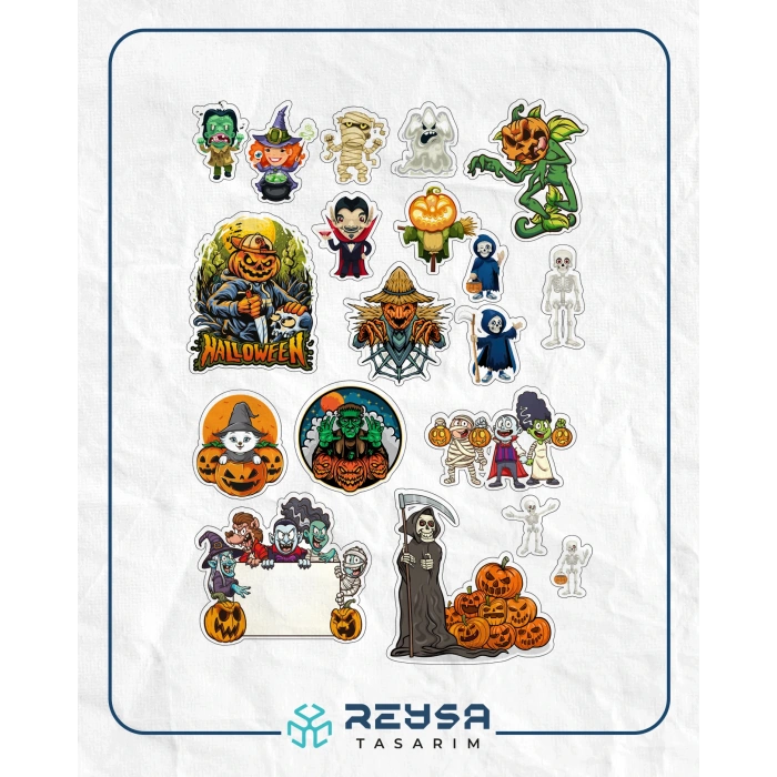 Hallowen Sticker Set 6 24 Parça Telefon, Tablet, Defter, Laptop Sticker