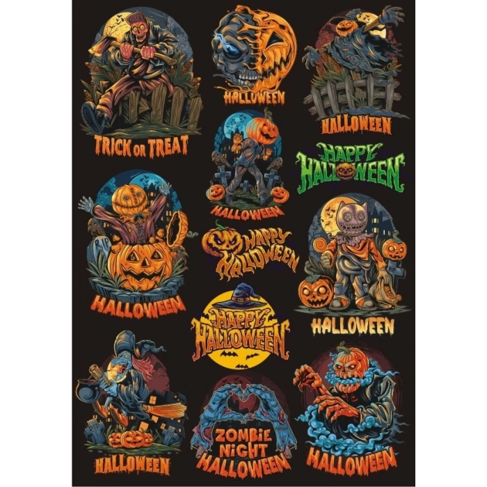 Hallowen Sticker Set 8 12 Parça Telefon, Tablet, Defter, Laptop Sticker