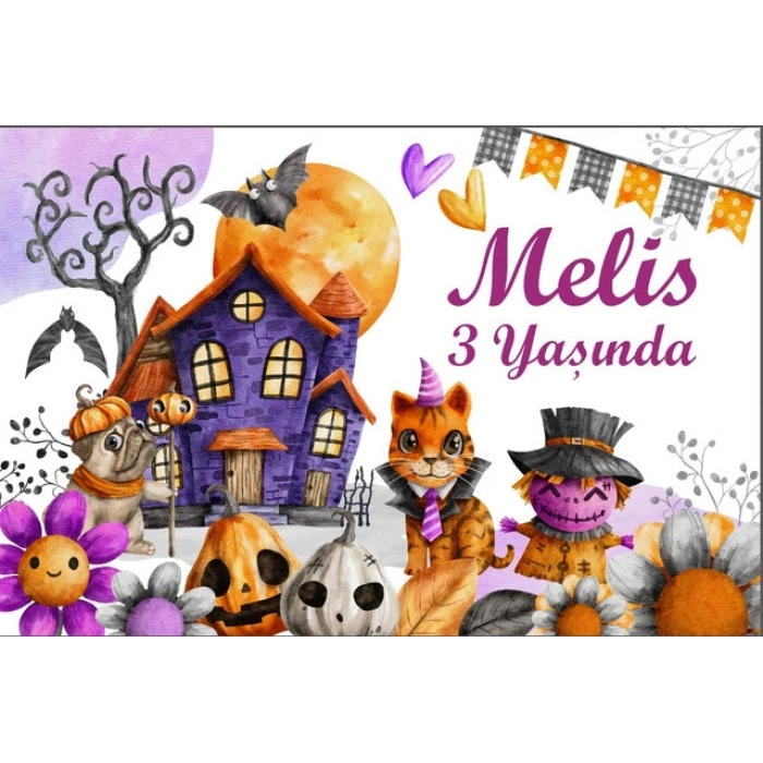 Hallowen Temalı Doğum Günü Afişi - 100x150 Cm