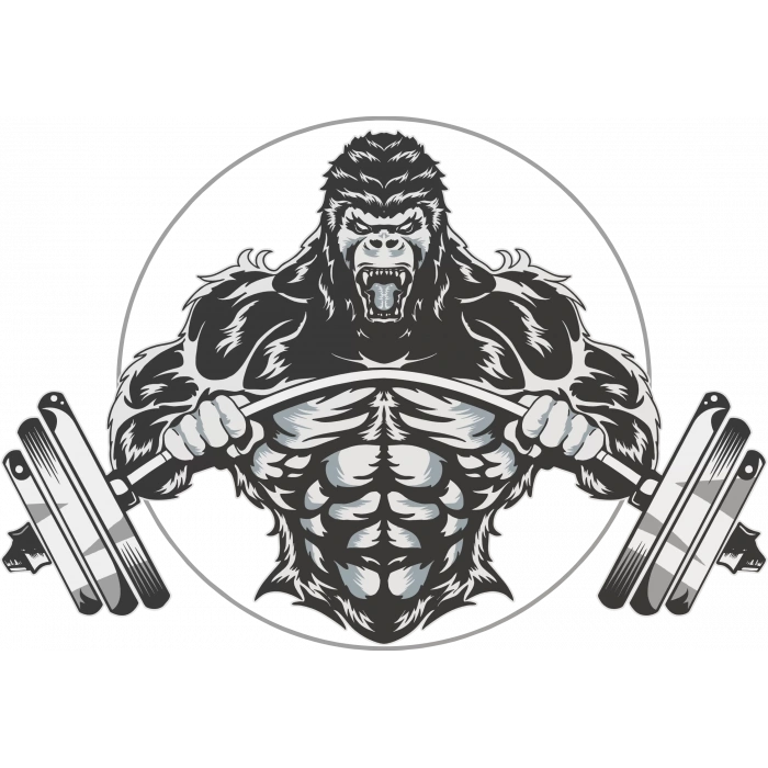 Halter Kaldıran Goril Sticker 10x10 cmRenkli Sticker