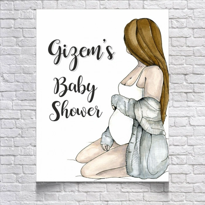 Hamile Temalı Baby Shower Afişi 35x50 Cm