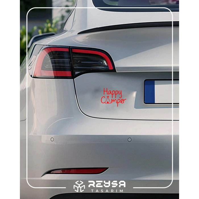 Happy Camper Sticker 17x17 Cm Kırmızı