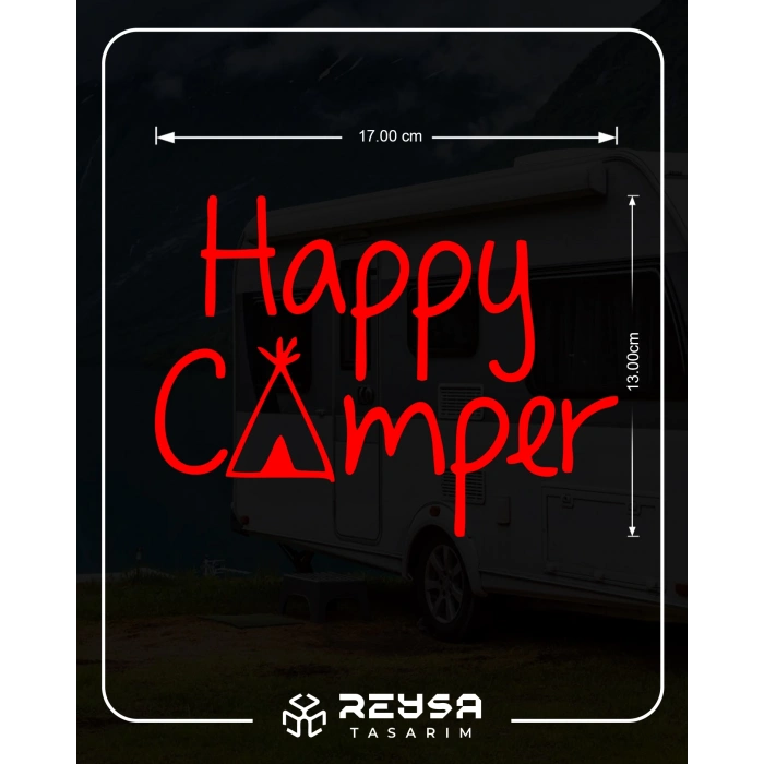 Happy Camper Sticker 17x17 Cm Kırmızı