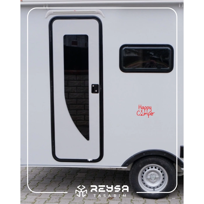 Happy Camper Sticker 17x17 Cm Kırmızı