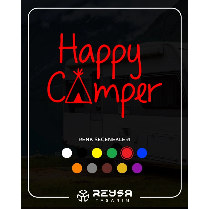 Happy Camper Sticker 17x17 Cm Kırmızı